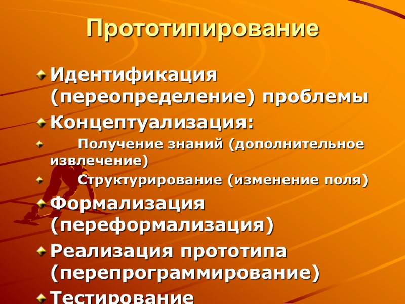 Прототипирование Идентификация (переопределение) проблемы Концептуализация:       Получение знаний (дополнительное